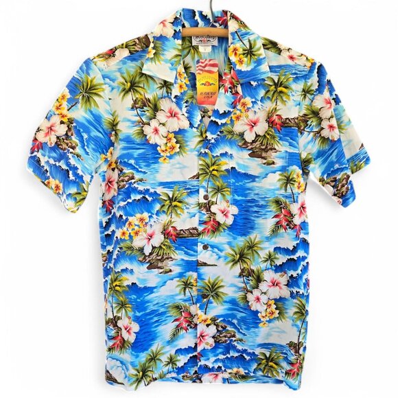 Pacific Legend Other - Pacific Legend Hawaiian Shirt Floral Tropical Print Blue Diamond Head NWT Small